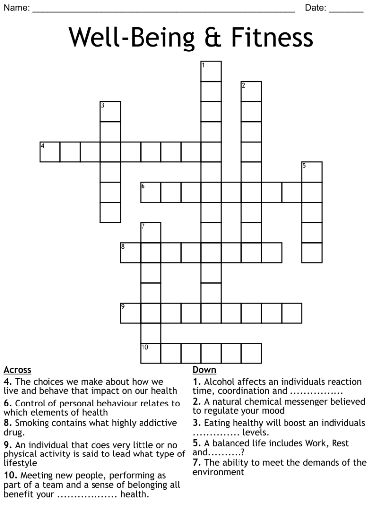 Good for Your Health Crossword