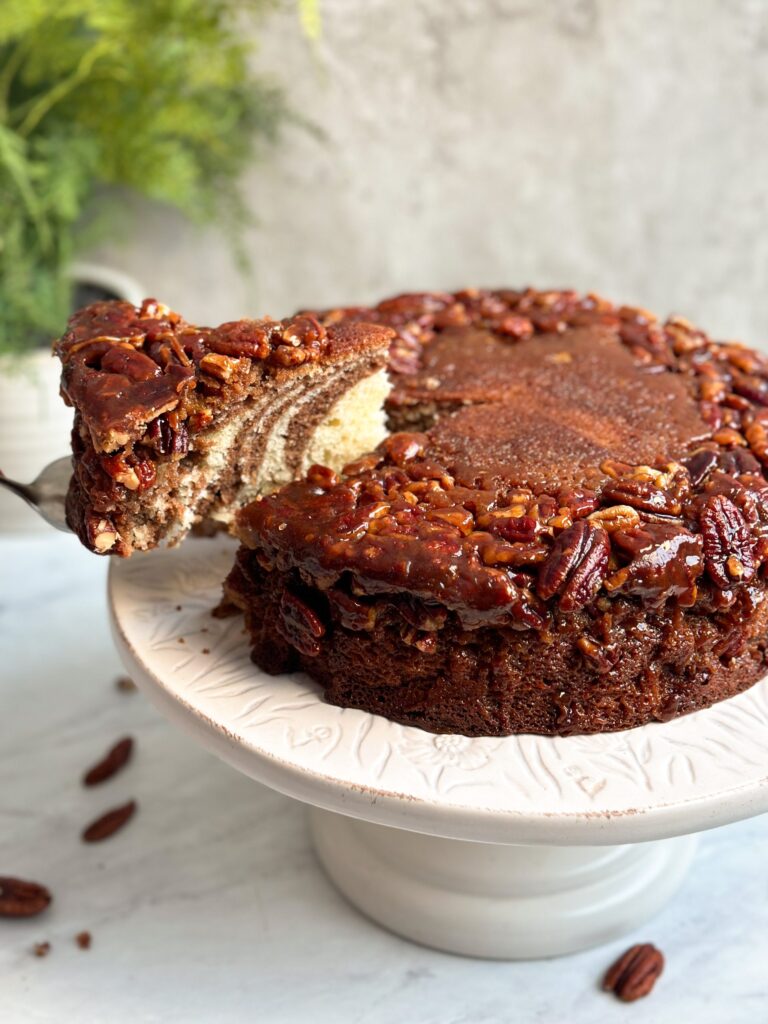 Pecan Upside Down Marble Cake